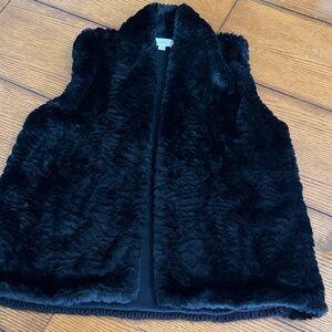 LOFT Black Faux Fur Vest